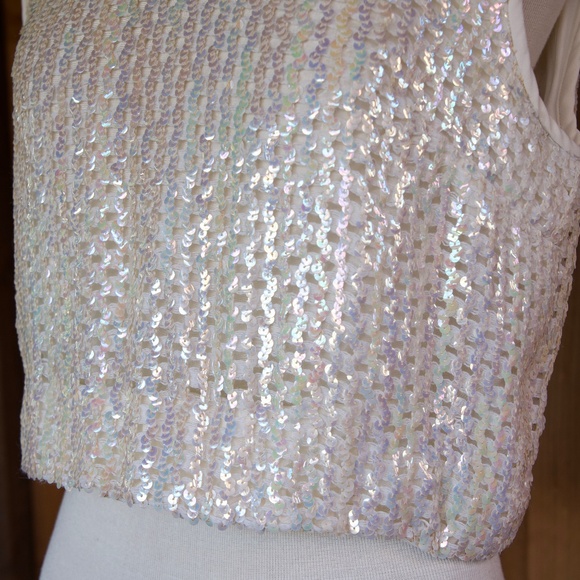 Vintage 60's Sherbet Originals Rainbow Sequin Sleeveless Cropped Top Woman's M/L - Picture 10 of 16